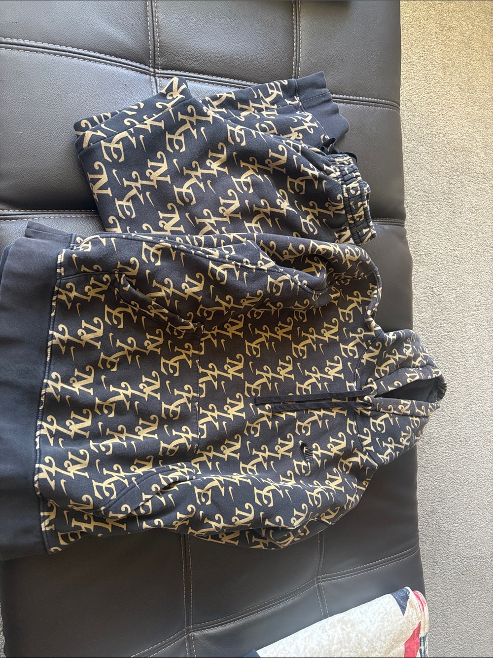 Nike Kids Black and Tan Monogram Hoodie & Jogger Set